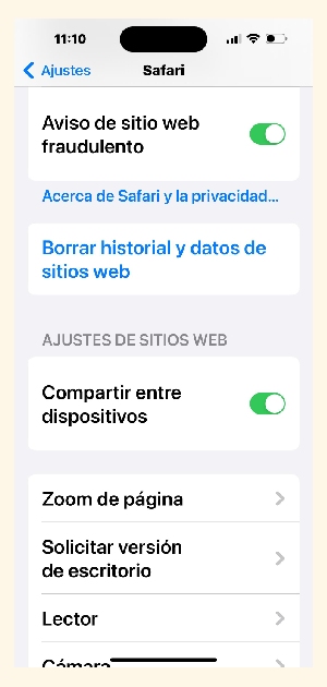 Borrar historial y datos de navegación de Safari en iPhone