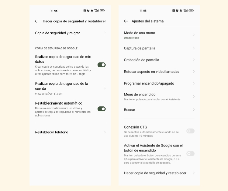 Captura desde un Android de la pantalla de formatear el móvil