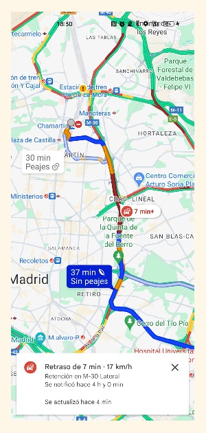 Ver el estado del tráfico con Google Maps