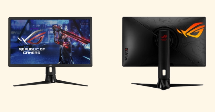 Asus ROG Strix XG27UQR por delante y detrás