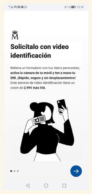 Solicitud con vídeo identificación