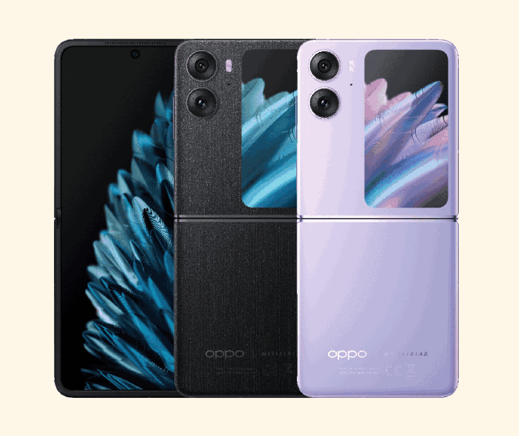 Imagen del Oppo Find N2 Flip por delante y detrás