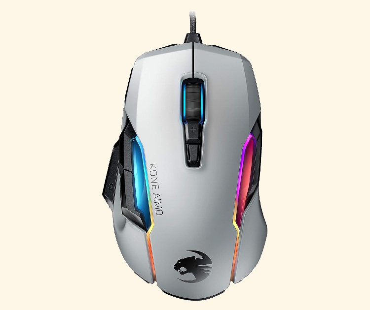 Imagen del ratón gaming Kone AIMO en color blanco